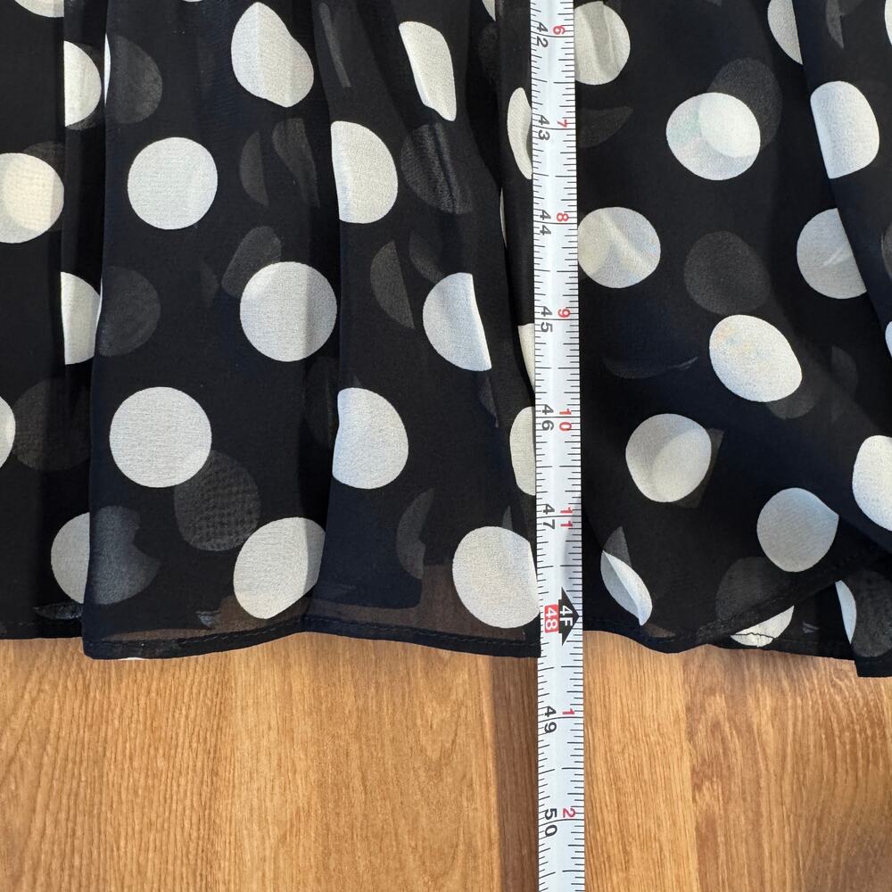 Akris Punto Polka Dot Tiered Midi Dress Womens 12 Black/Cream Long Sleeve - Picture 6 of 11